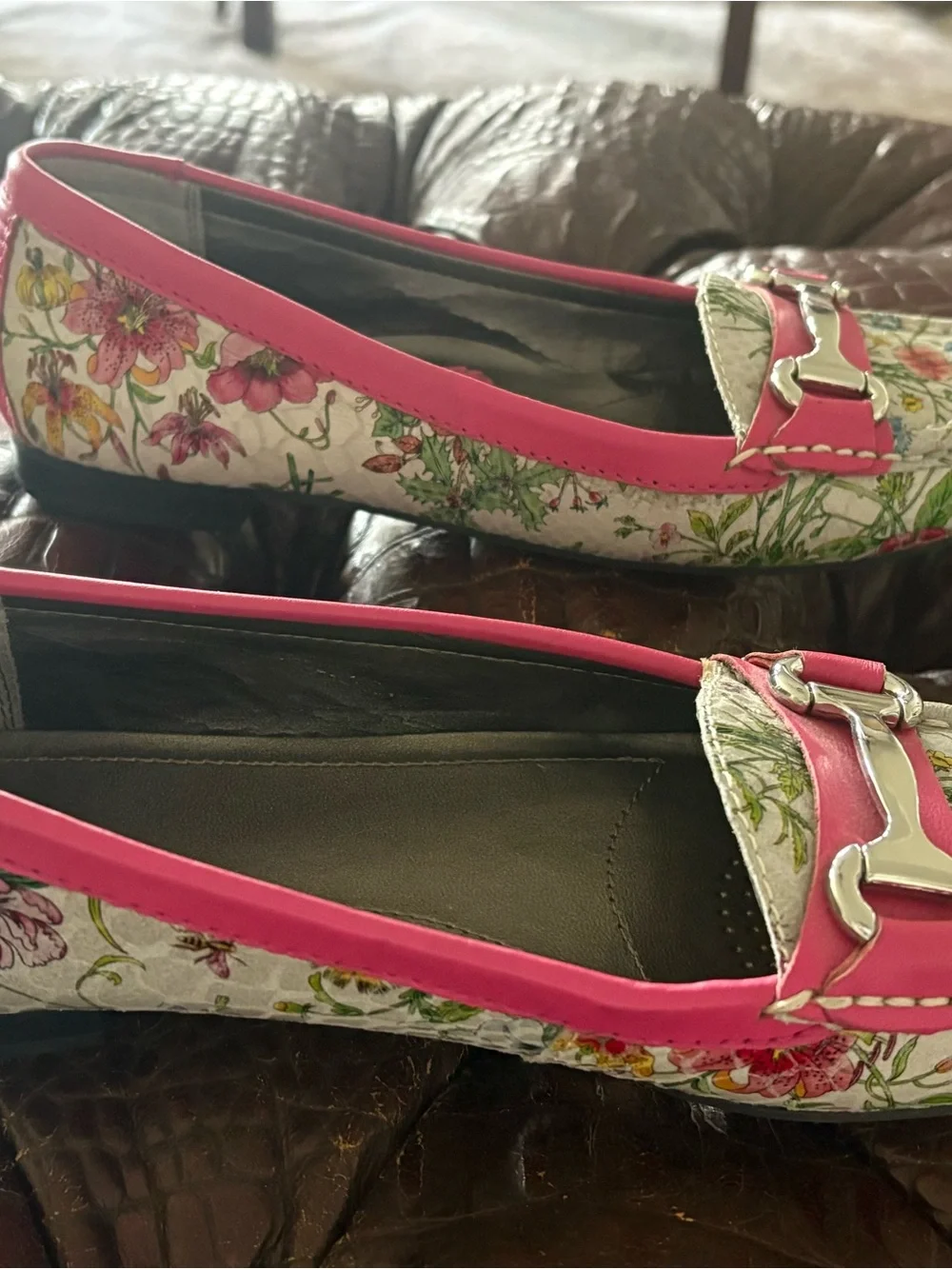 Ros Hommerson‎ Pink Floral Slip-On Loafers 8.5 SS narrow width